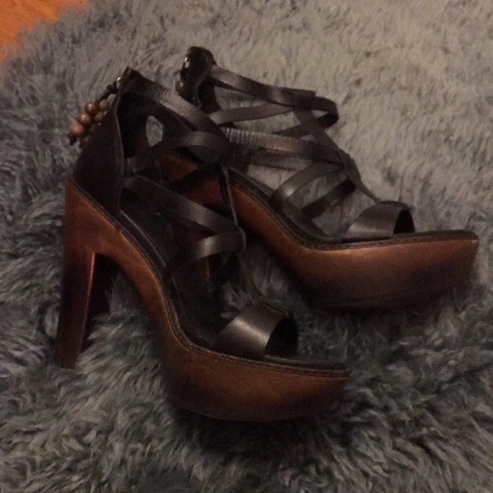 UGG wooden sole platform heels